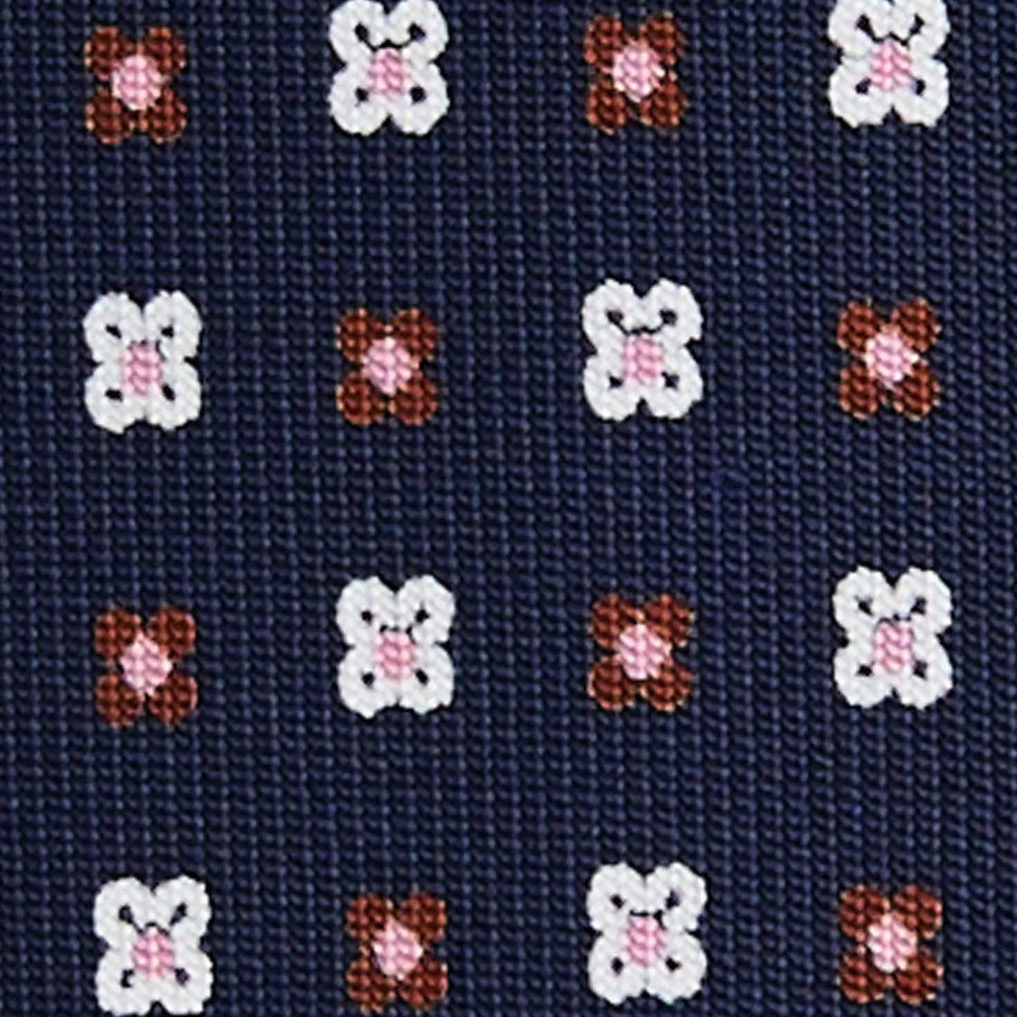 CRAVATTA SARTORIALE 5 PIEGHE IN SETA BLU SCUROMicrofantasia fiore