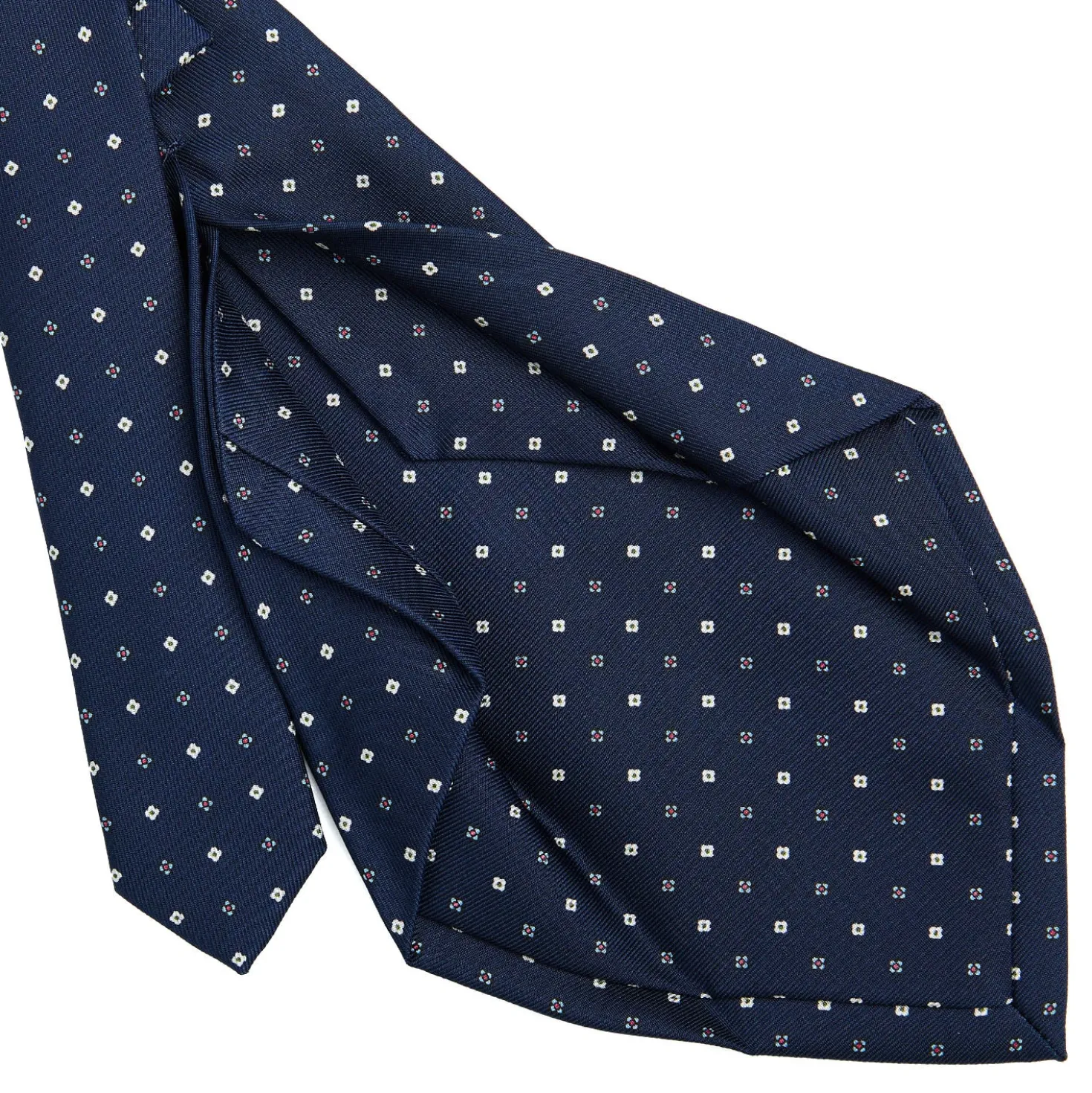 CRAVATTA SARTORIALE 5 PIEGHE IN SETA BLU SCUROMicrofantasia fiore