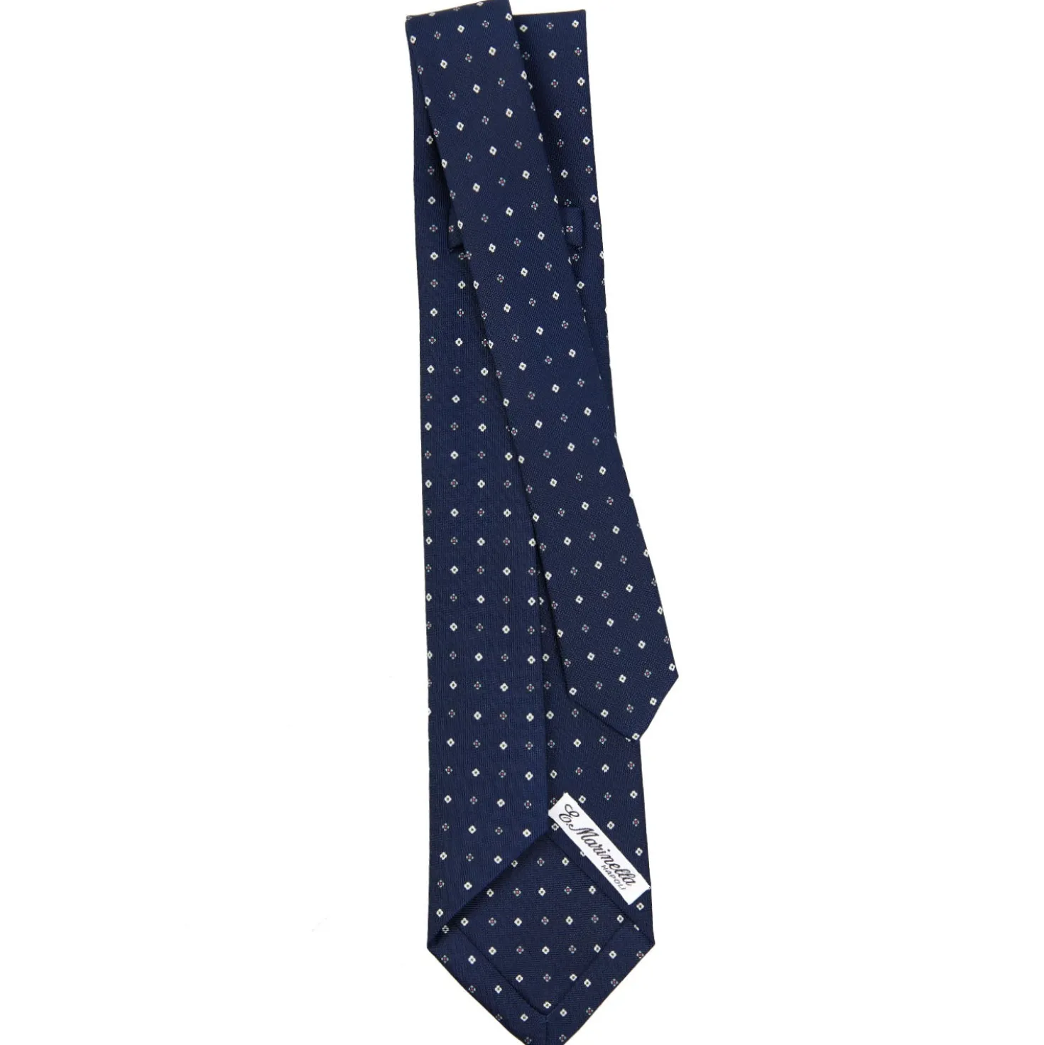 CRAVATTA SARTORIALE 5 PIEGHE IN SETA BLU SCUROMicrofantasia fiore