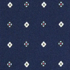 CRAVATTA SARTORIALE 5 PIEGHE IN SETA BLU SCUROMicrofantasia fiore