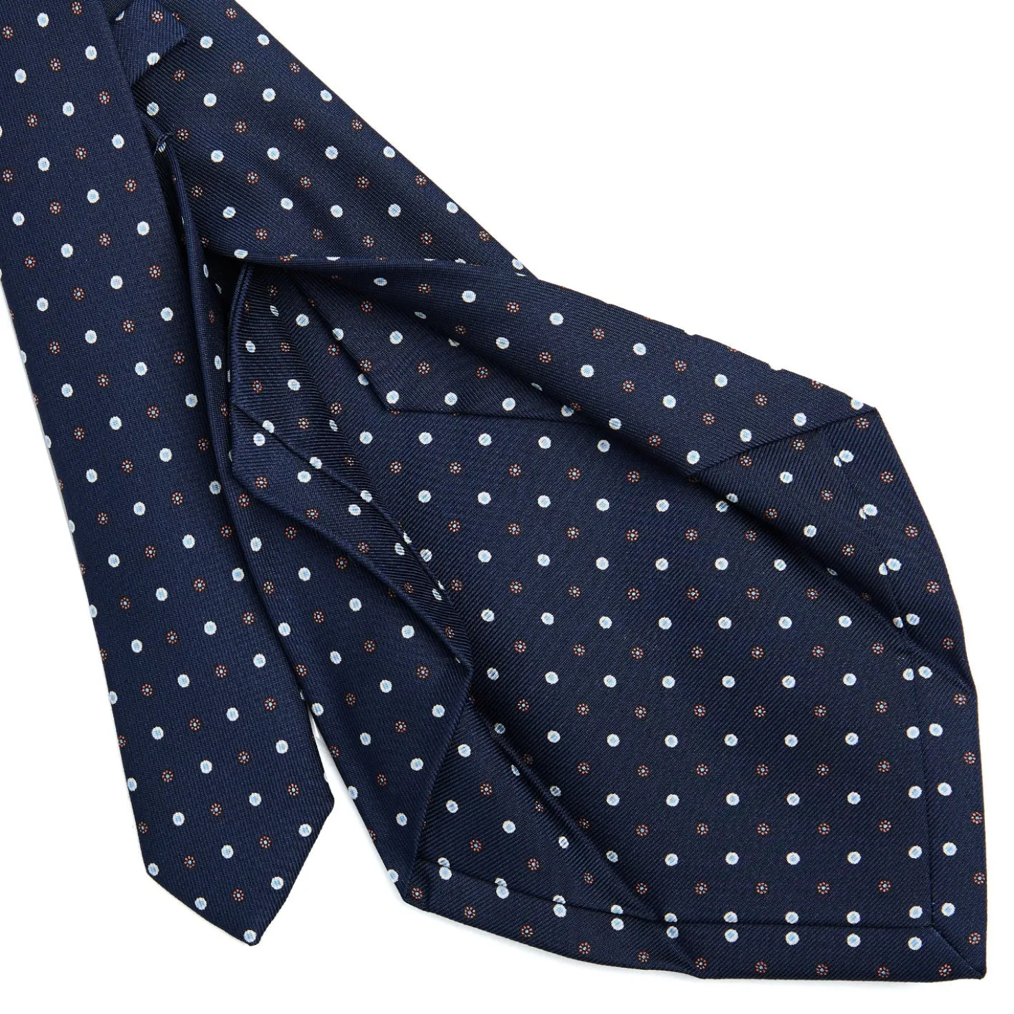 CRAVATTA SARTORIALE 5 PIEGHE IN SETA BLU SCUROMicrofantasia fiore