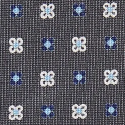 CRAVATTA SARTORIALE 5 PIEGHE IN SETA GRIGIO SCURO Microfantasia fiore
