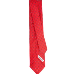 CRAVATTA SARTORIALE 5 PIEGHE IN SETA ROSSA Microfantasia fiore