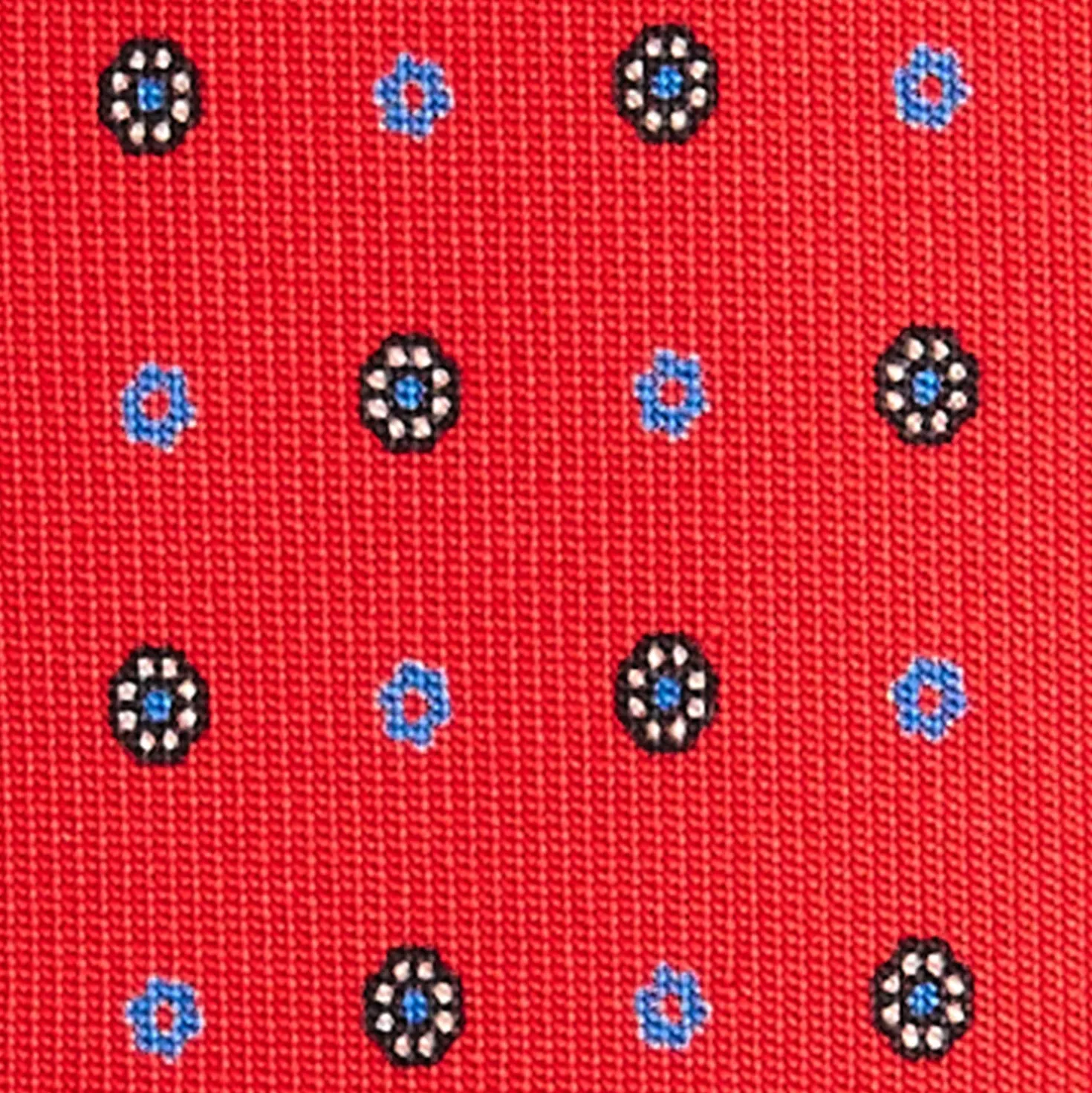 CRAVATTA SARTORIALE 5 PIEGHE IN SETA ROSSA Microfantasia fiore