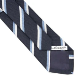 CRAVATTA SARTORIALE RIGATA In seta blu scuro