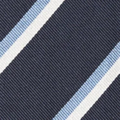 CRAVATTA SARTORIALE RIGATA In seta blu scuro