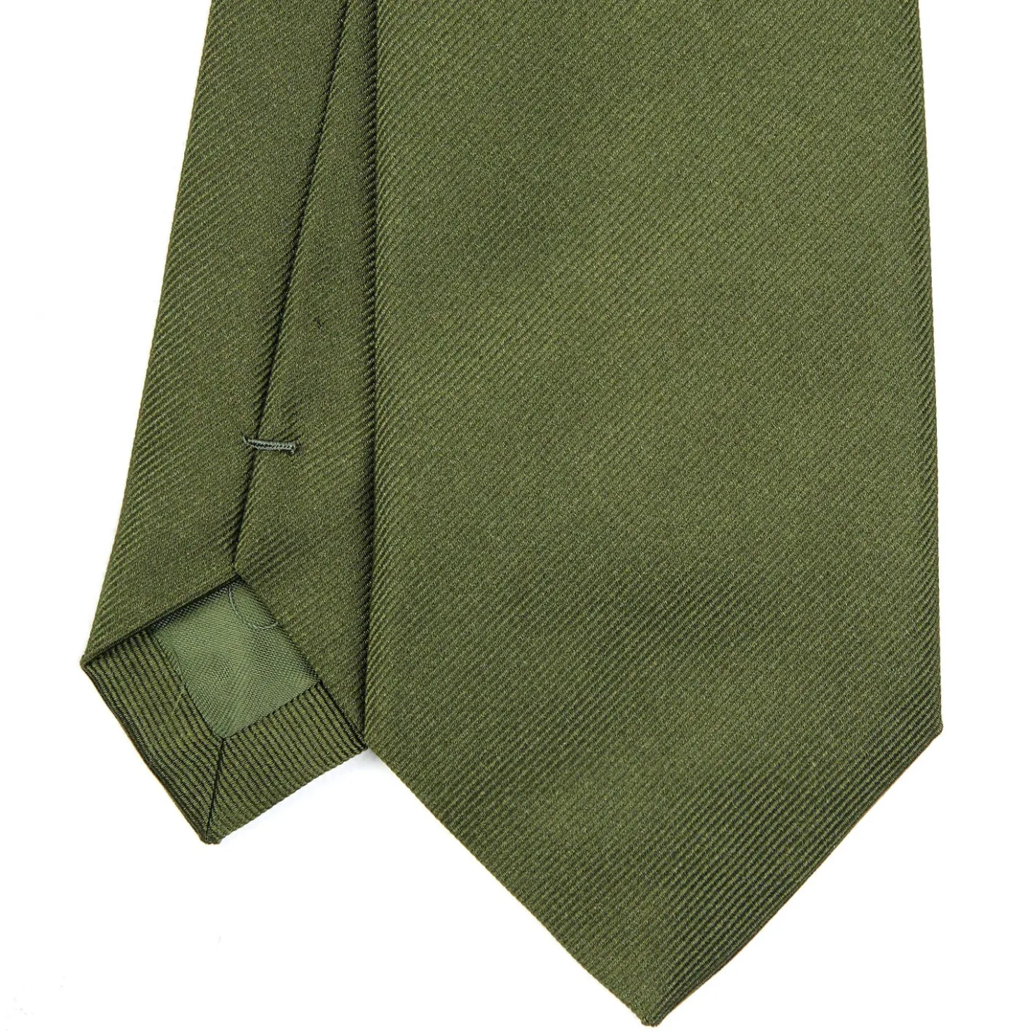 CRAVATTA SARTORIALE SETA JACQUARD VERDE OLIVA Tinta unita