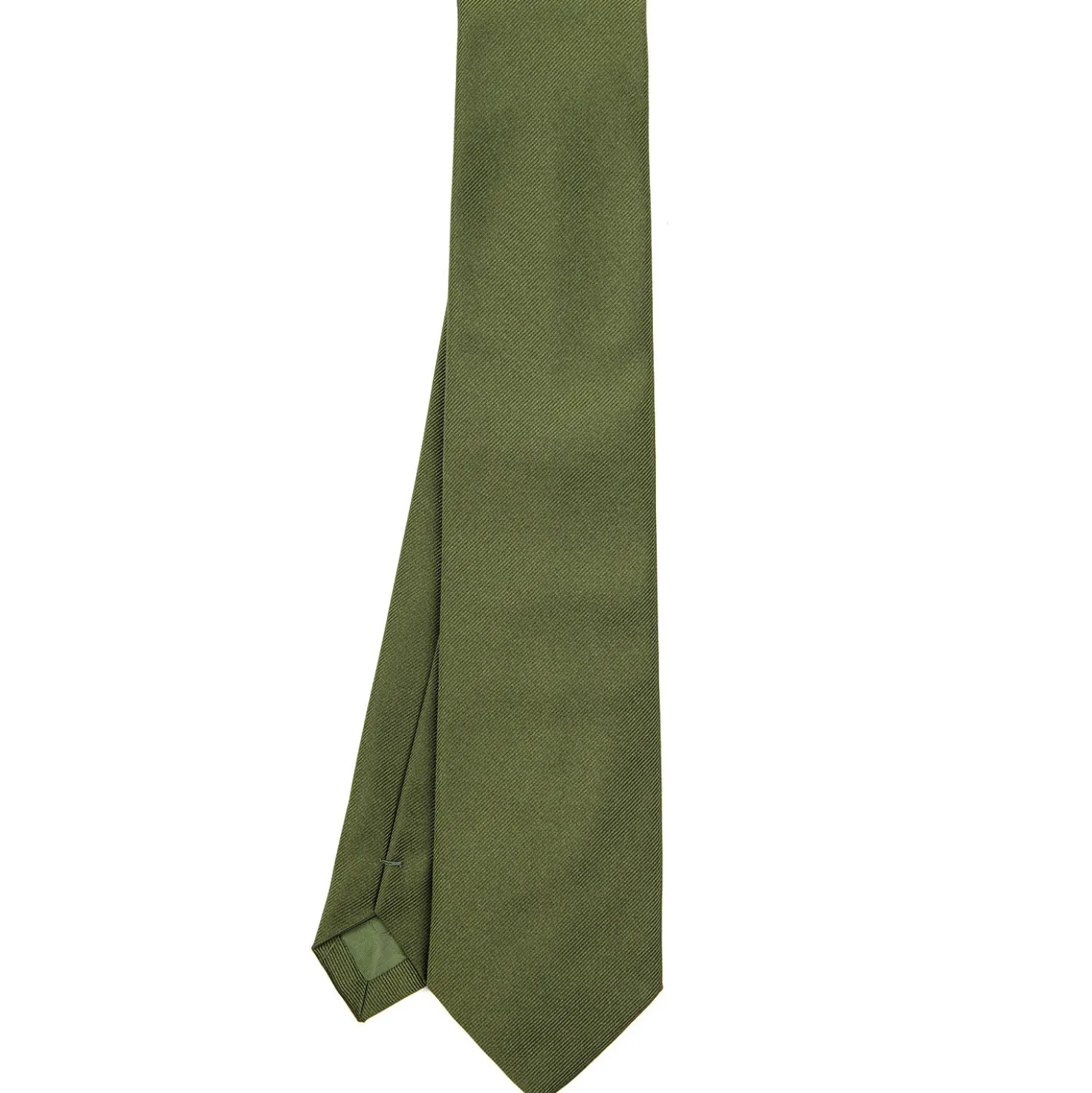 CRAVATTA SARTORIALE SETA JACQUARD VERDE OLIVA Tinta unita