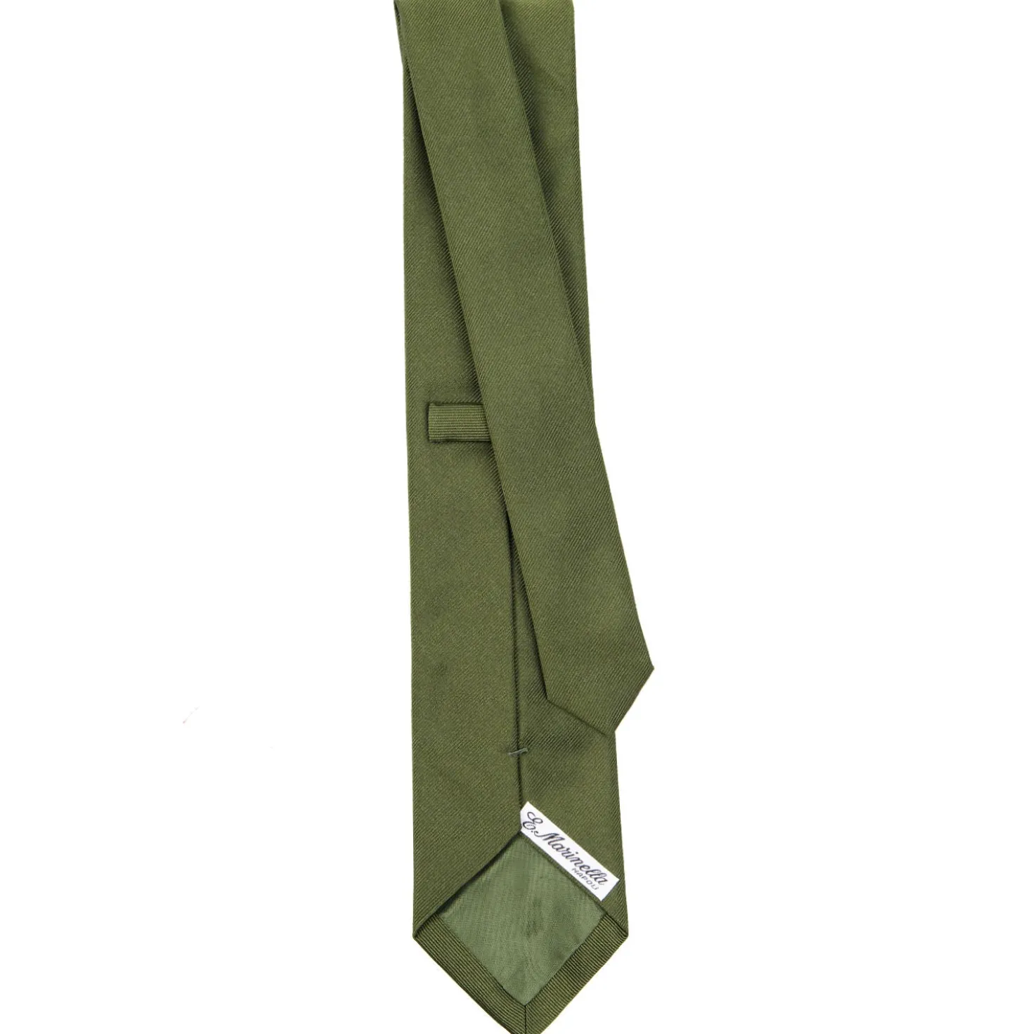 CRAVATTA SARTORIALE SETA JACQUARD VERDE OLIVA Tinta unita