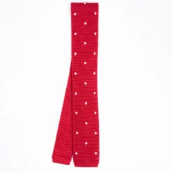 CRAVATTA SARTORIALE TRICOT IN SETA ROSSA Pois