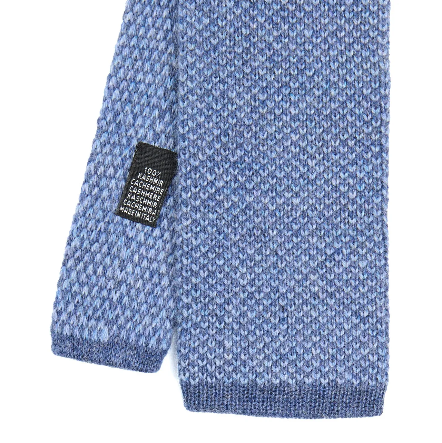 CRAVATTA TRICOT IN CASHMERE AZZURRO POLVERE Tinta unita