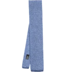 CRAVATTA TRICOT IN CASHMERE AZZURRO POLVERE Tinta unita