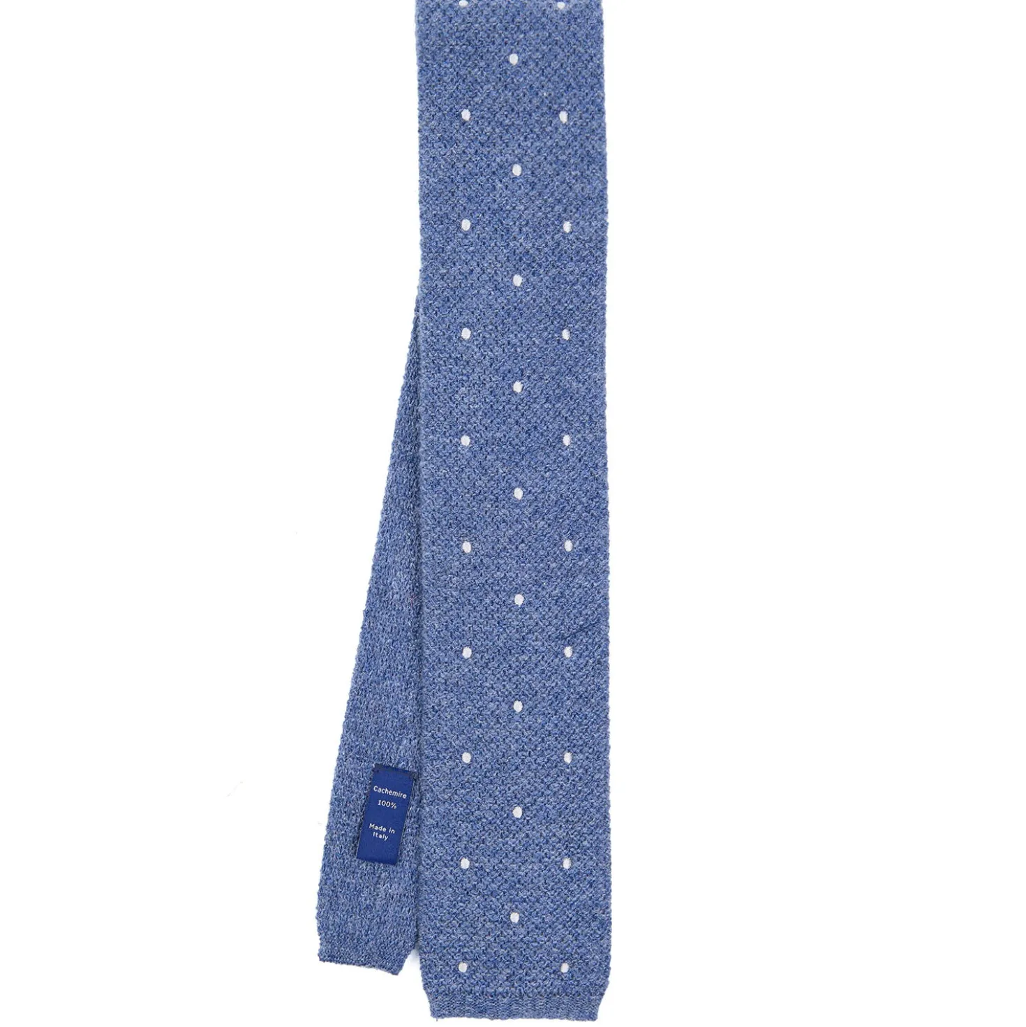 CRAVATTA TRICOT IN CASHMERE AZZURRO POLVERE Pois azzurro