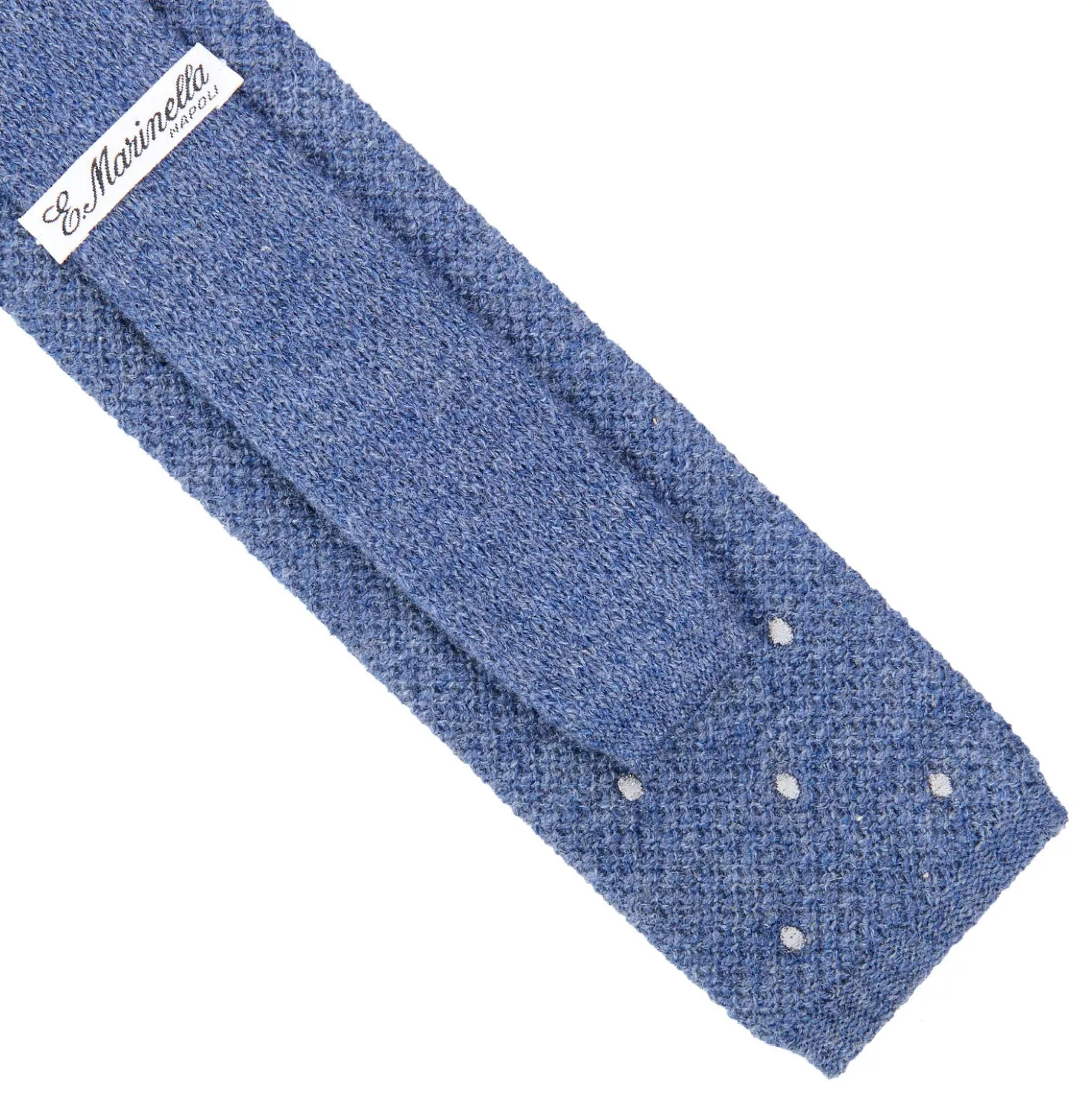 CRAVATTA TRICOT IN CASHMERE AZZURRO POLVERE Pois azzurro