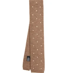 CRAVATTA TRICOT IN CASHMERE BEIGE Pois bianco
