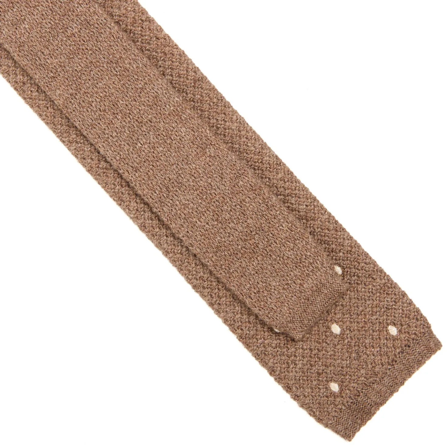 CRAVATTA TRICOT IN CASHMERE BEIGE Pois bianco