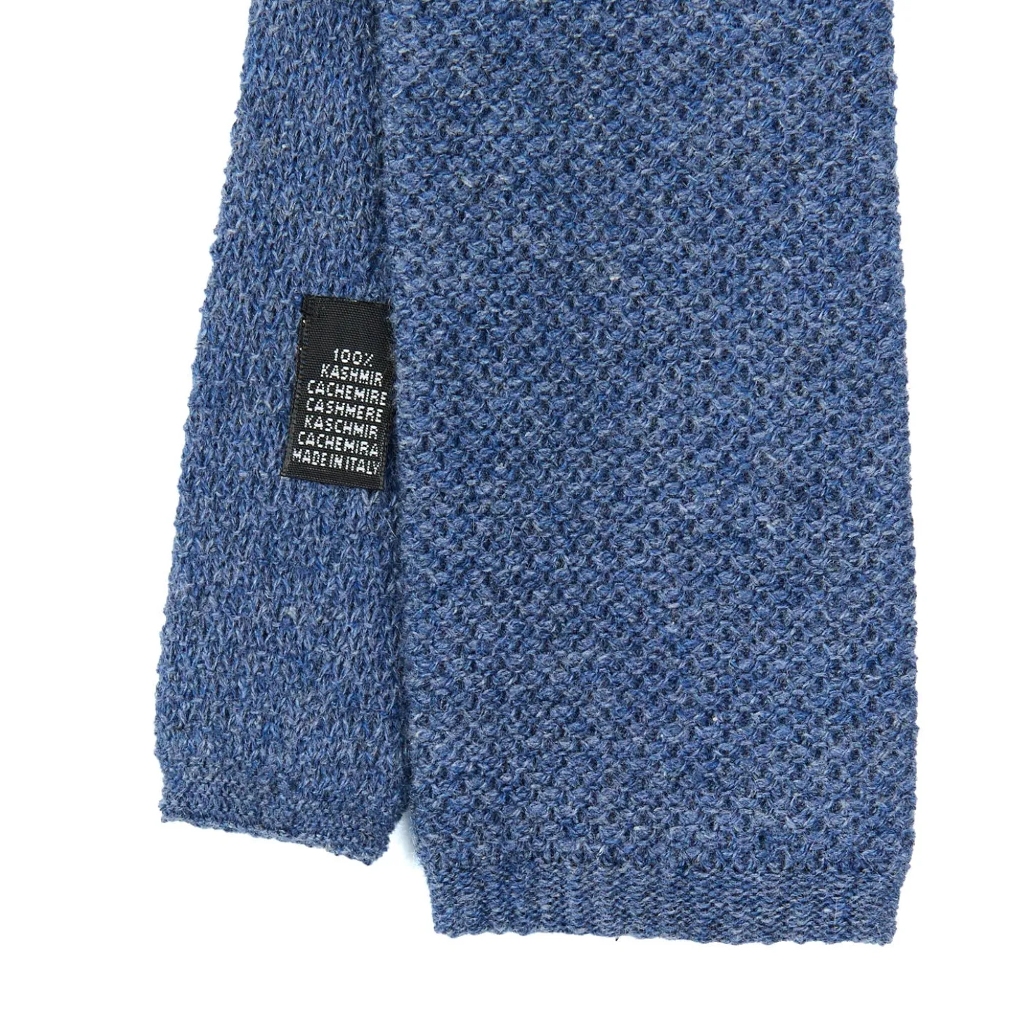 CRAVATTA TRICOT IN CASHMERE BLU Tinta unita