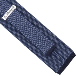 CRAVATTA TRICOT IN CASHMERE BLU SCURO Tinta unita