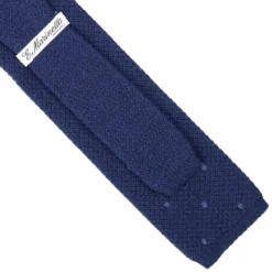 CRAVATTA TRICOT IN CASHMERE BLU SCURO Pois azzurro