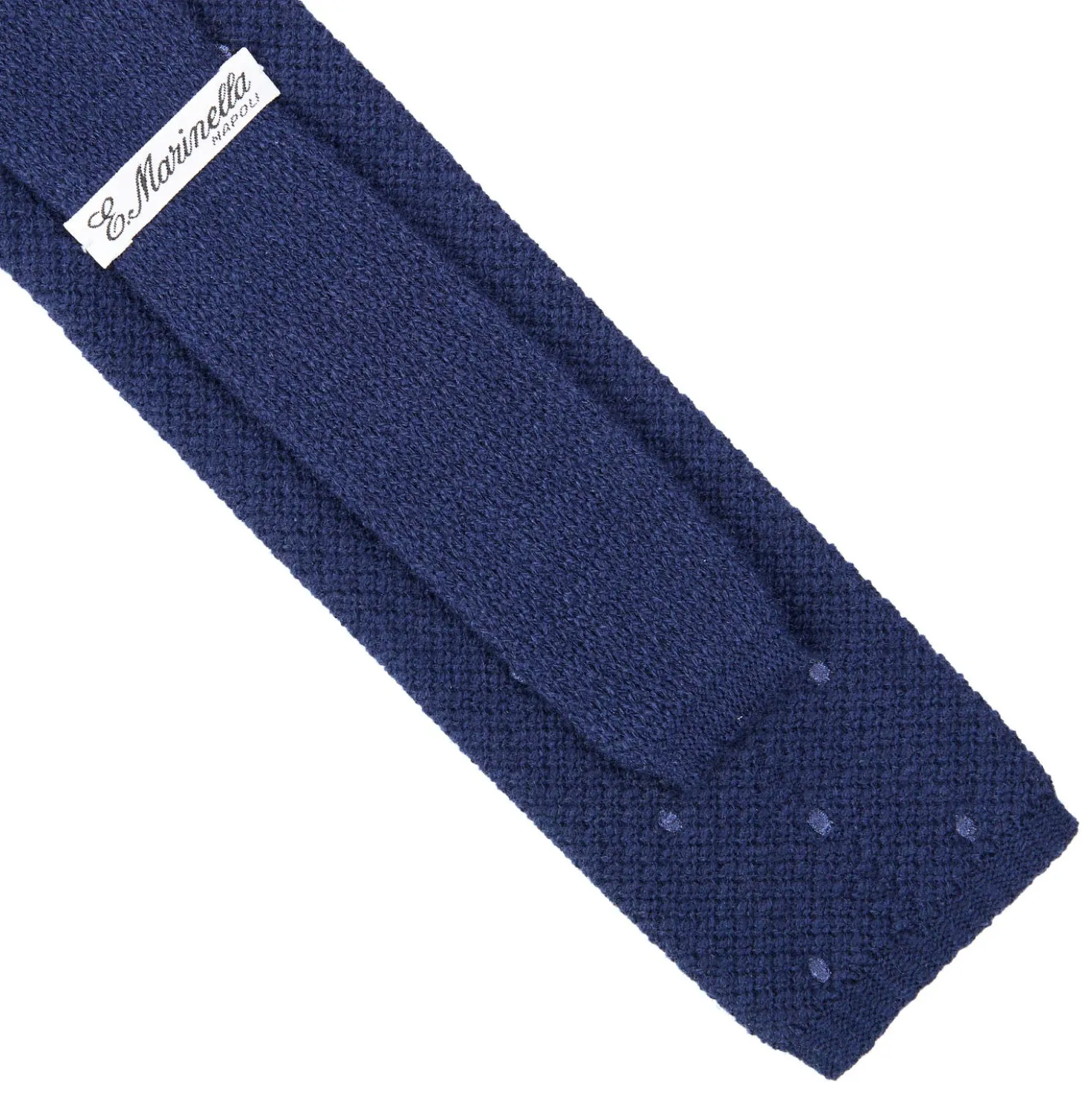 CRAVATTA TRICOT IN CASHMERE BLU SCURO Pois azzurro
