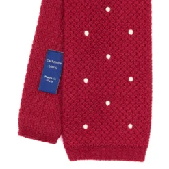 CRAVATTA TRICOT IN CASHMERE BORDEAUX Pois azzurro