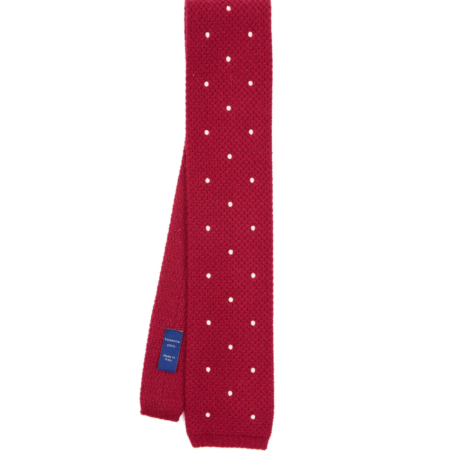 CRAVATTA TRICOT IN CASHMERE BORDEAUX Pois azzurro