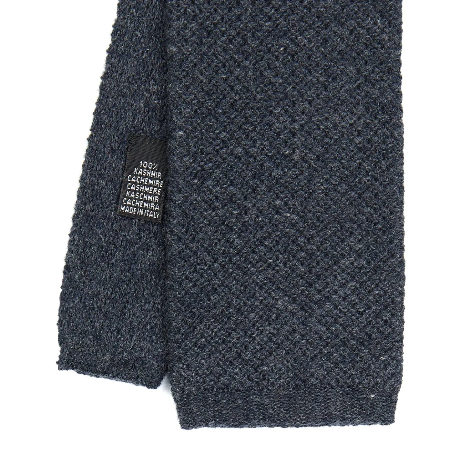 CRAVATTA TRICOT IN CASHMERE GRIGIO SCURO Tinta unita