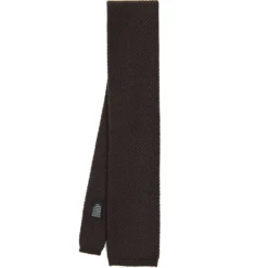 CRAVATTA TRICOT IN CASHMERE MARRONE SCURO Tinta unita