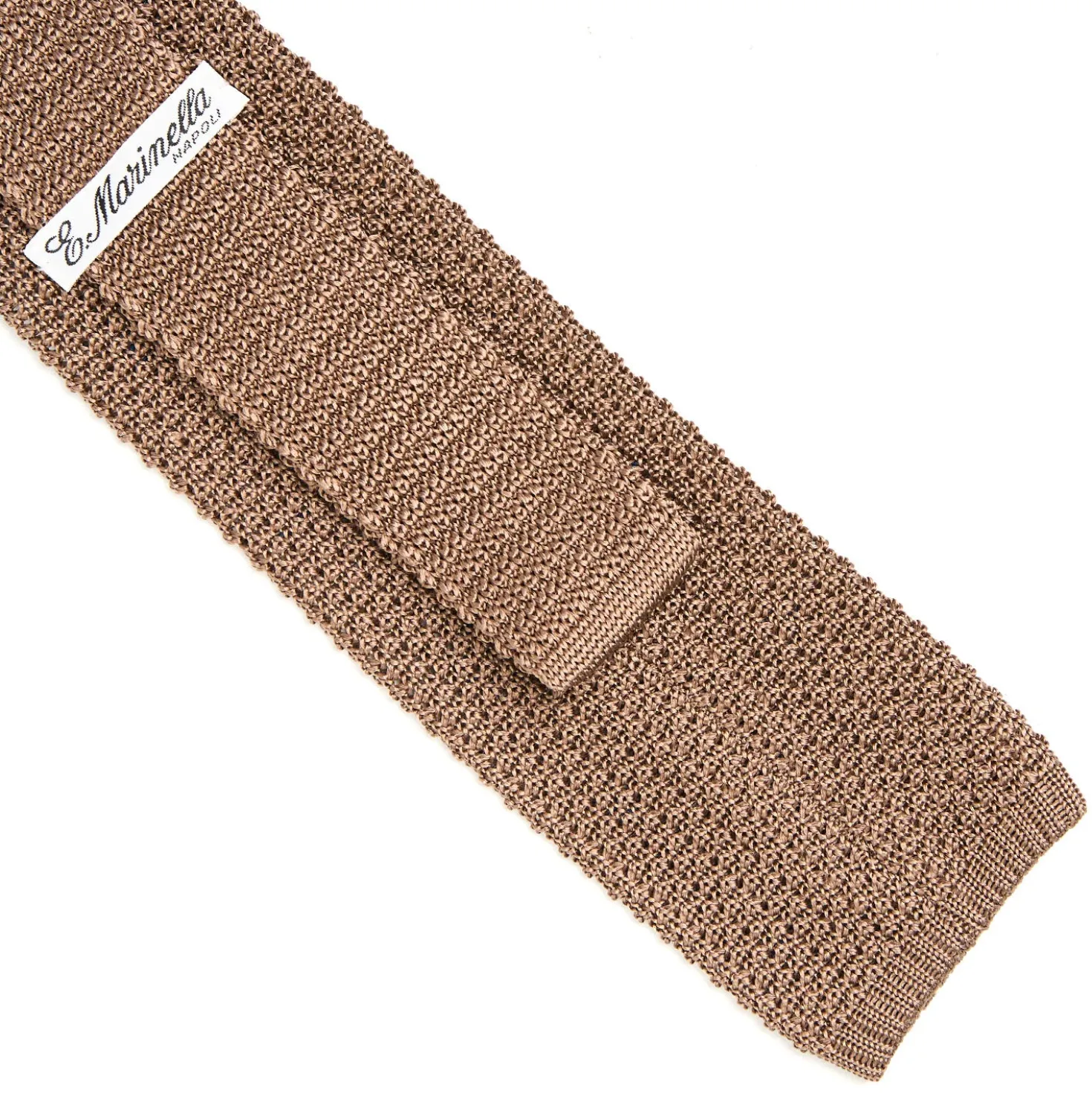 CRAVATTA TRICOT IN SETA BEIGE Pois azzurro