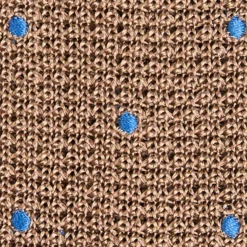CRAVATTA TRICOT IN SETA BEIGE Pois azzurro