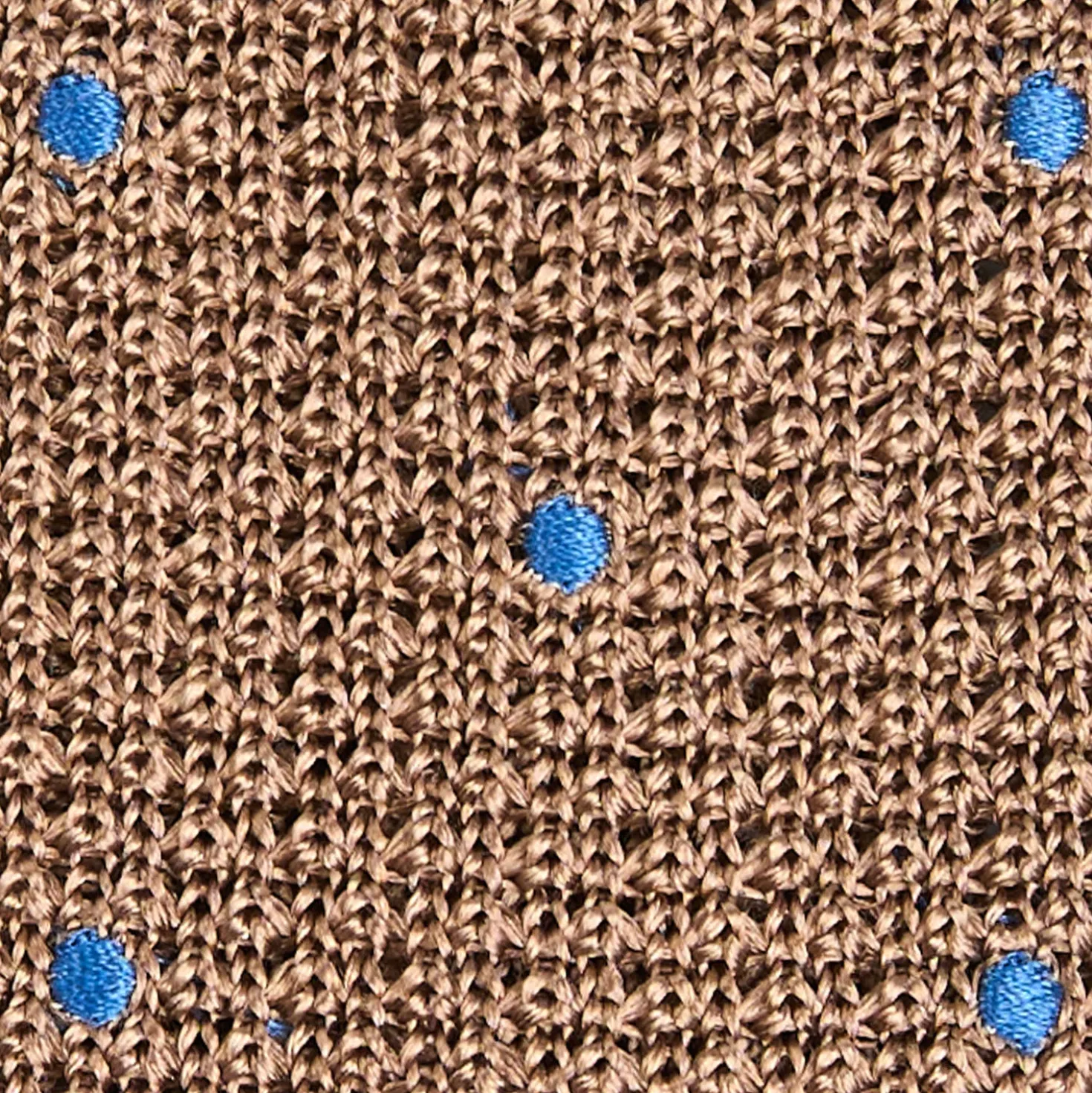 CRAVATTA TRICOT IN SETA BEIGE Pois azzurro