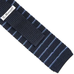 CRAVATTA TRICOT IN SETA BLU SCURO Rigata