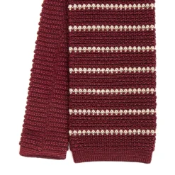 CRAVATTA TRICOT IN SETA BORDEAUX Rigata
