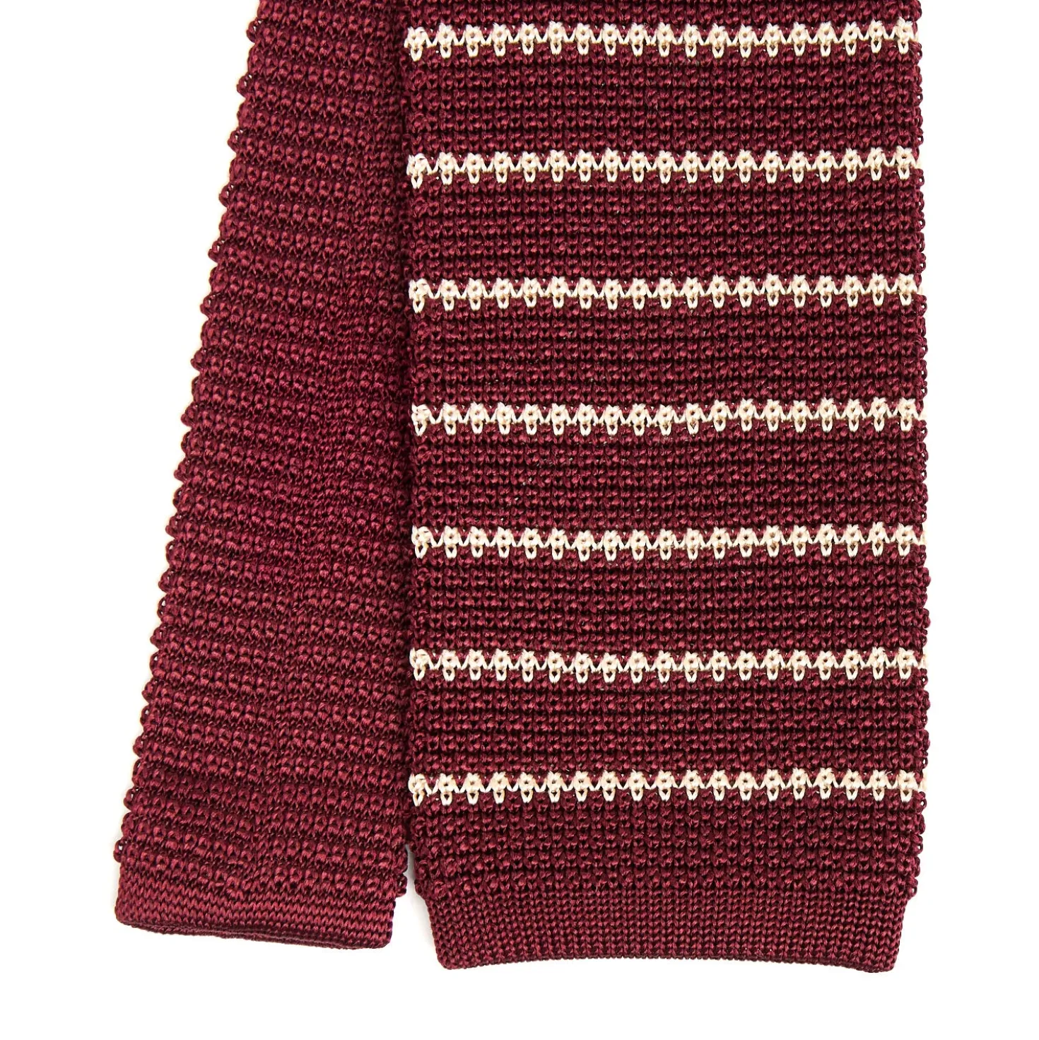 CRAVATTA TRICOT IN SETA BORDEAUX Rigata