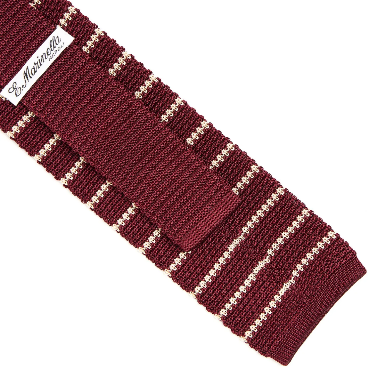 CRAVATTA TRICOT IN SETA BORDEAUX Rigata