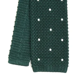 CRAVATTA TRICOT IN SETA VERDE SCURO Pois beige