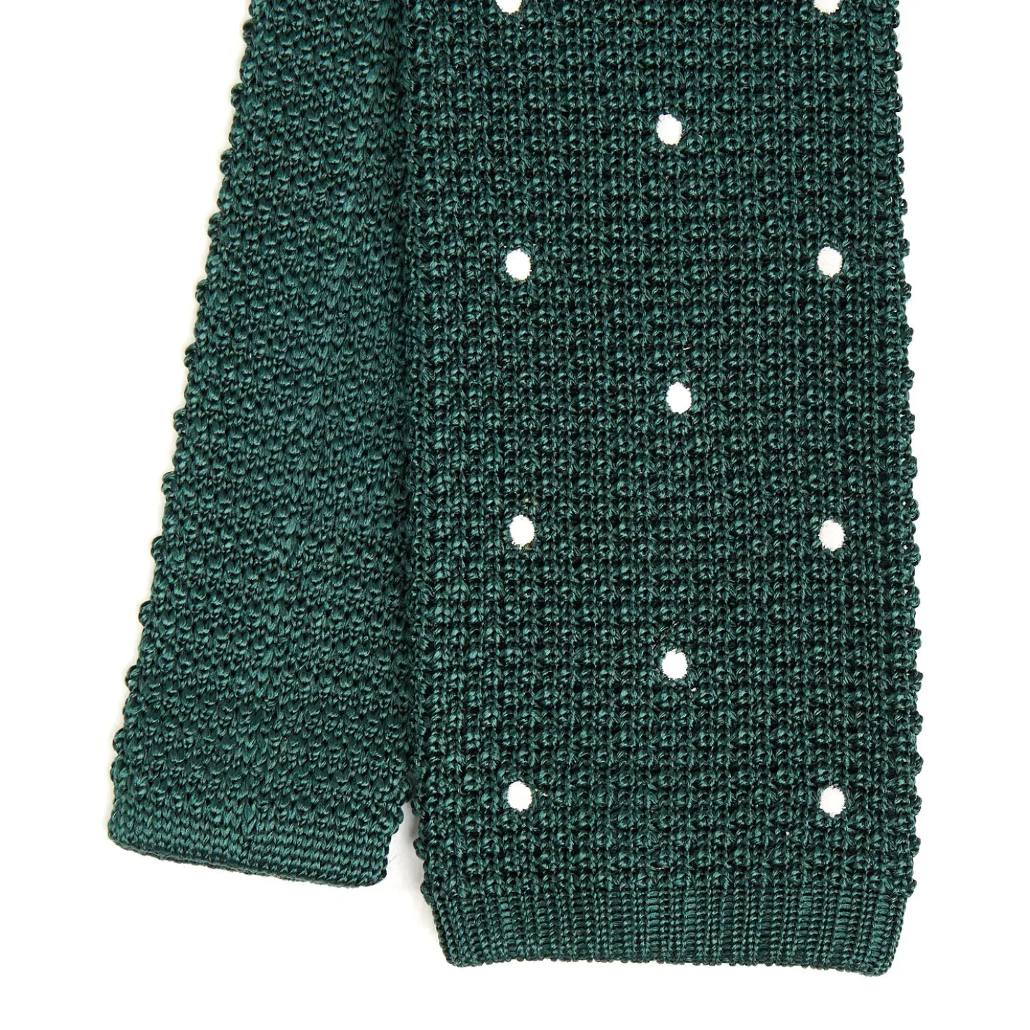 CRAVATTA TRICOT IN SETA VERDE SCURO Pois beige