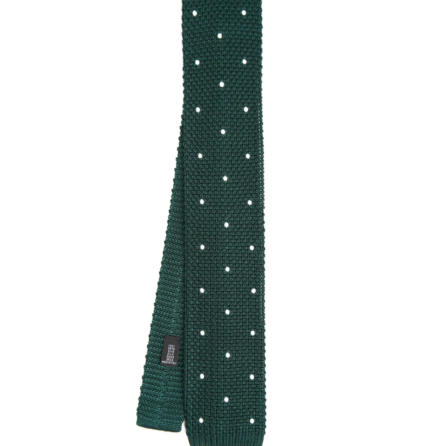 CRAVATTA TRICOT IN SETA VERDE SCURO Pois beige