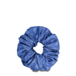 ELASTICO PER CAPELLI IN SETA BLU Em logo