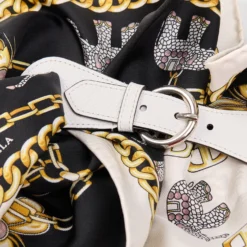 FERMAFOULARD IN PELLE BIANCO Con fibbia argentata