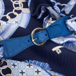 FERMAFOULARD IN PELLE BLUETTE Con fibbia argentata