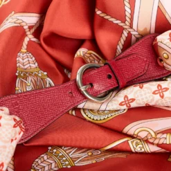 FERMAFOULARD IN PELLE BORDEAUX Con fibbia argentata