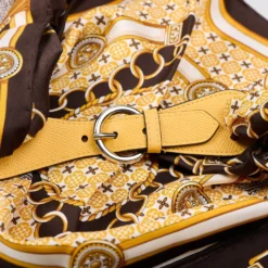 FERMAFOULARD IN PELLE GIALLO Con fibbia argentata