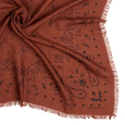FOULARD IN LANA, CASHMERE E SETA 65 MARRONE Paisley