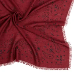 FOULARD IN LANA, CASHMERE E SETA 65 BORDEAUX Paisley