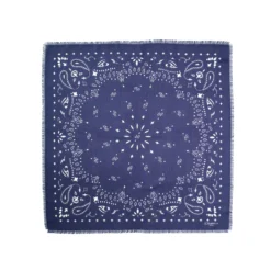 FOULARD IN LANA, CASHMERE E SETA 65 BLU SCURO Paisley