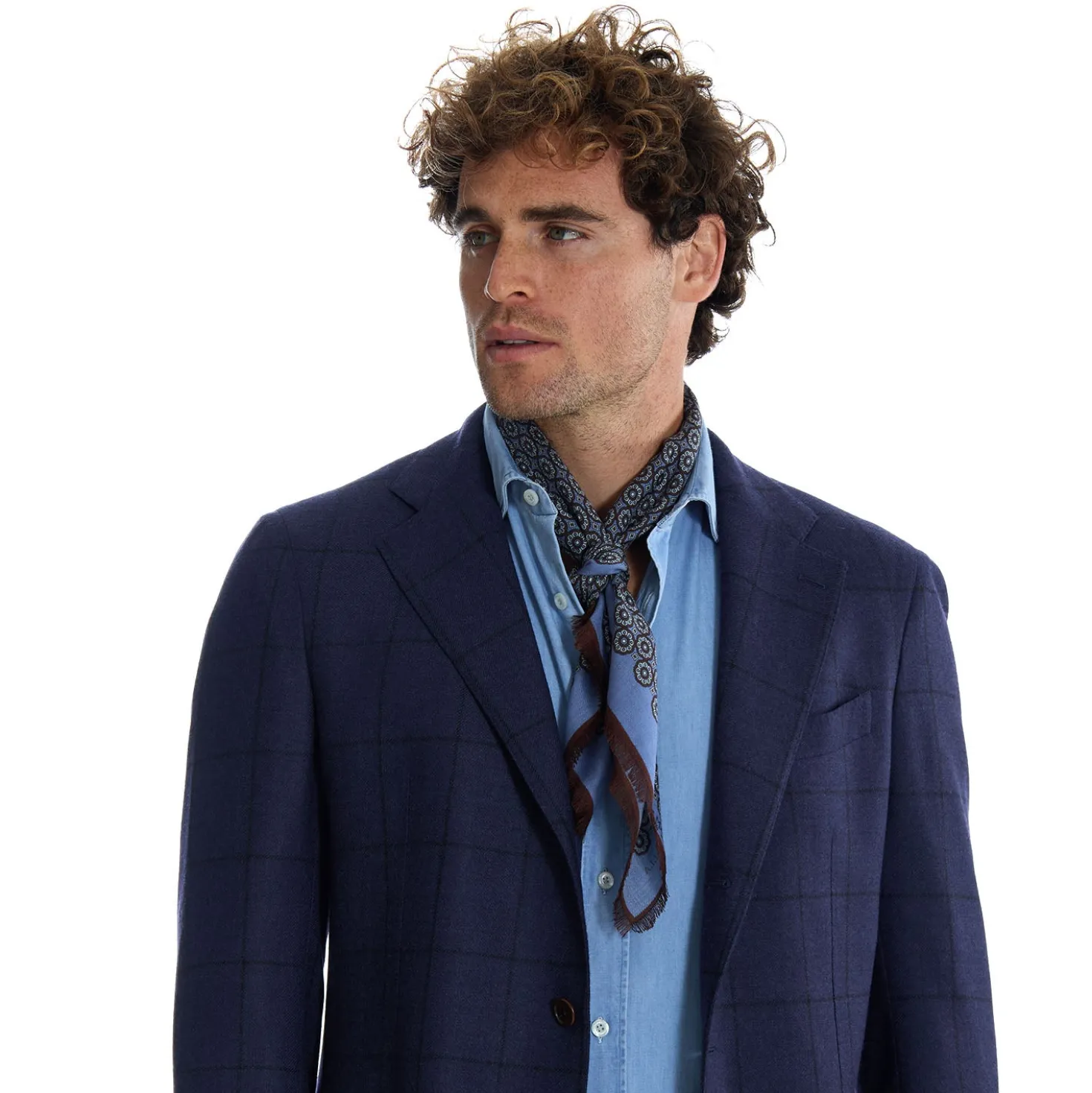 FOULARD IN LANA, CASHMERE E SETA 65 AZZURRO POLVERE Archivio inspiration 1985