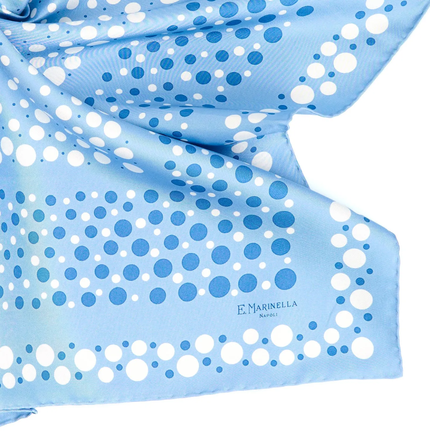 FOULARD IN SETA 65 AZZURRO Eleganza a pois