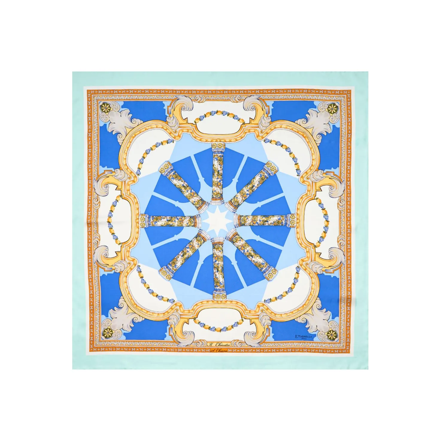 FOULARD IN SETA 90 AZZURRO Il chiostro di santa chiara