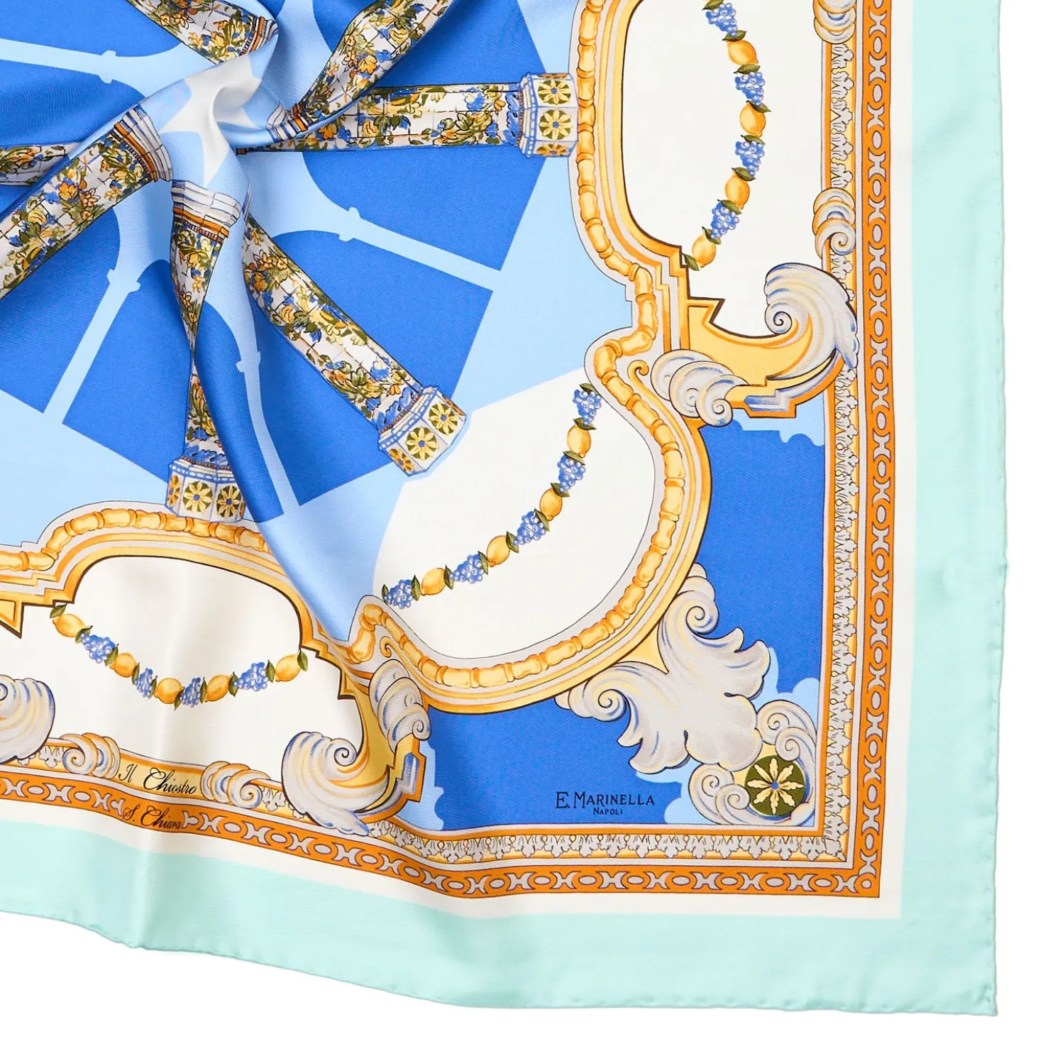 FOULARD IN SETA 90 AZZURRO Il chiostro di santa chiara